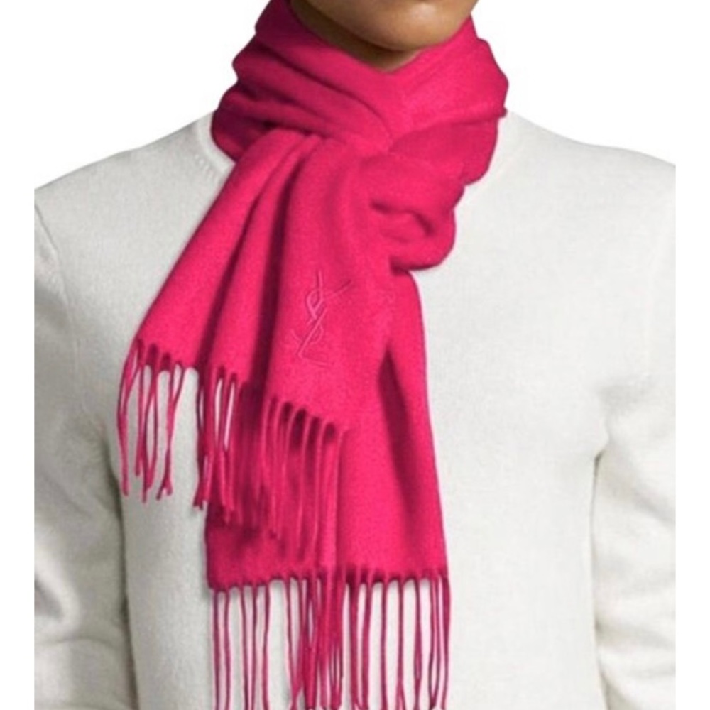 Yves Saint Laurent Embroidered Log 100% Wool Scarf